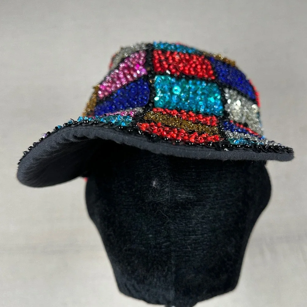 Multicolor Sequin Patchwork Baseball Cap Festival Rave Party‎ Hat Sparkly